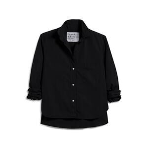 Frank & Eileen Silvio Untuckable Button-Up Shirt Womens L Black Superluxe Cotton